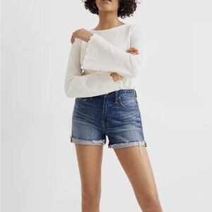 Bundle: TWO Pairs of MADEWELL High Rise Denim Shorts Cutoffs Frayed Hem Size 32